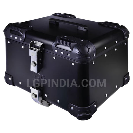 LGP 45L black aluminum motorcycle top box with backrest