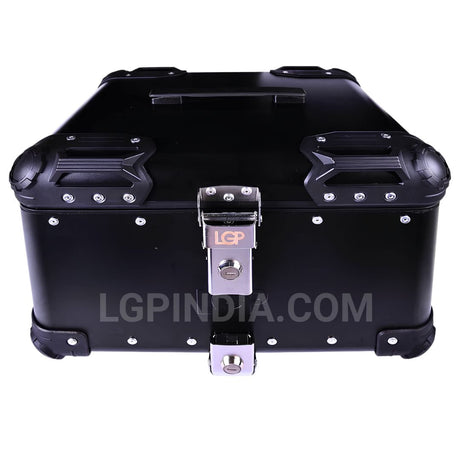 LGP 45L black aluminum motorcycle top box with backrest
