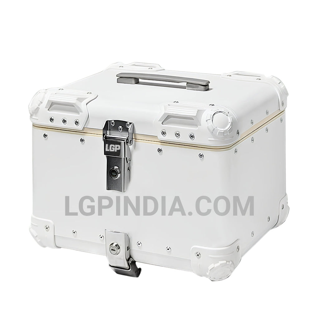 LGP 45L white aluminum motorcycle top box with backrest

