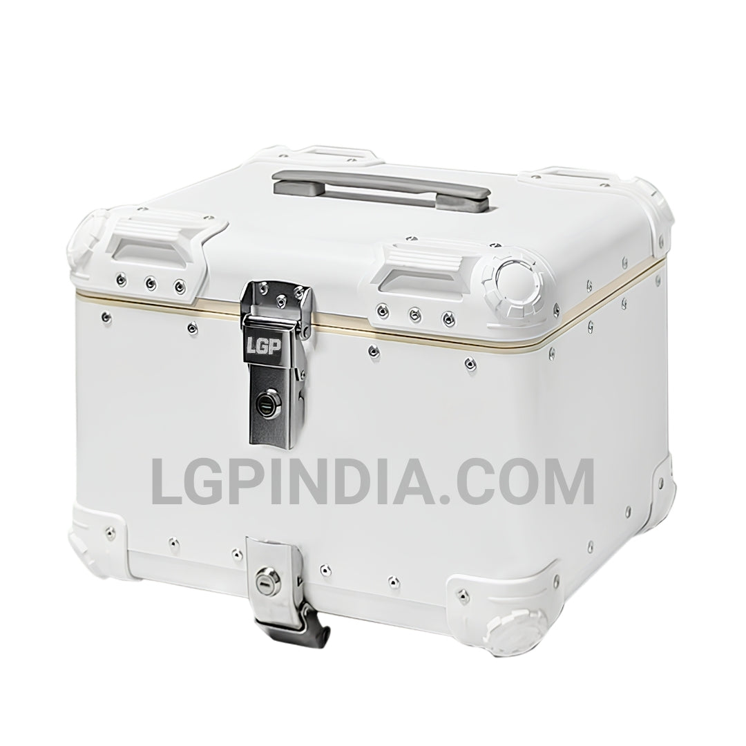 LGP 45L white aluminum motorcycle top box with backrest

