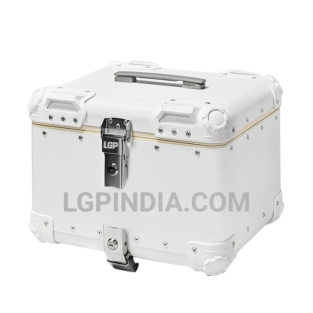 LGP 45L white aluminum motorcycle top box with backrest

