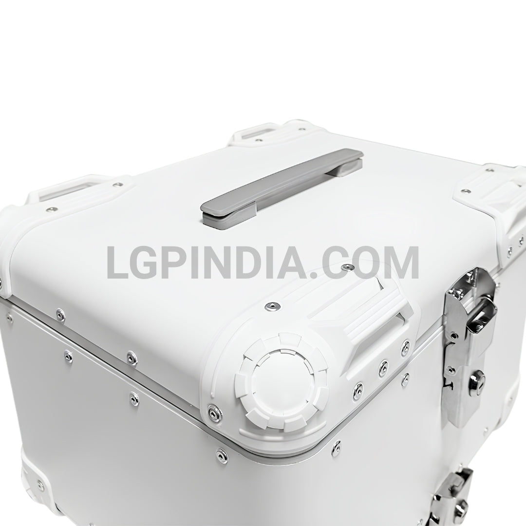 LGP 45L white aluminum motorcycle top box with backrest

