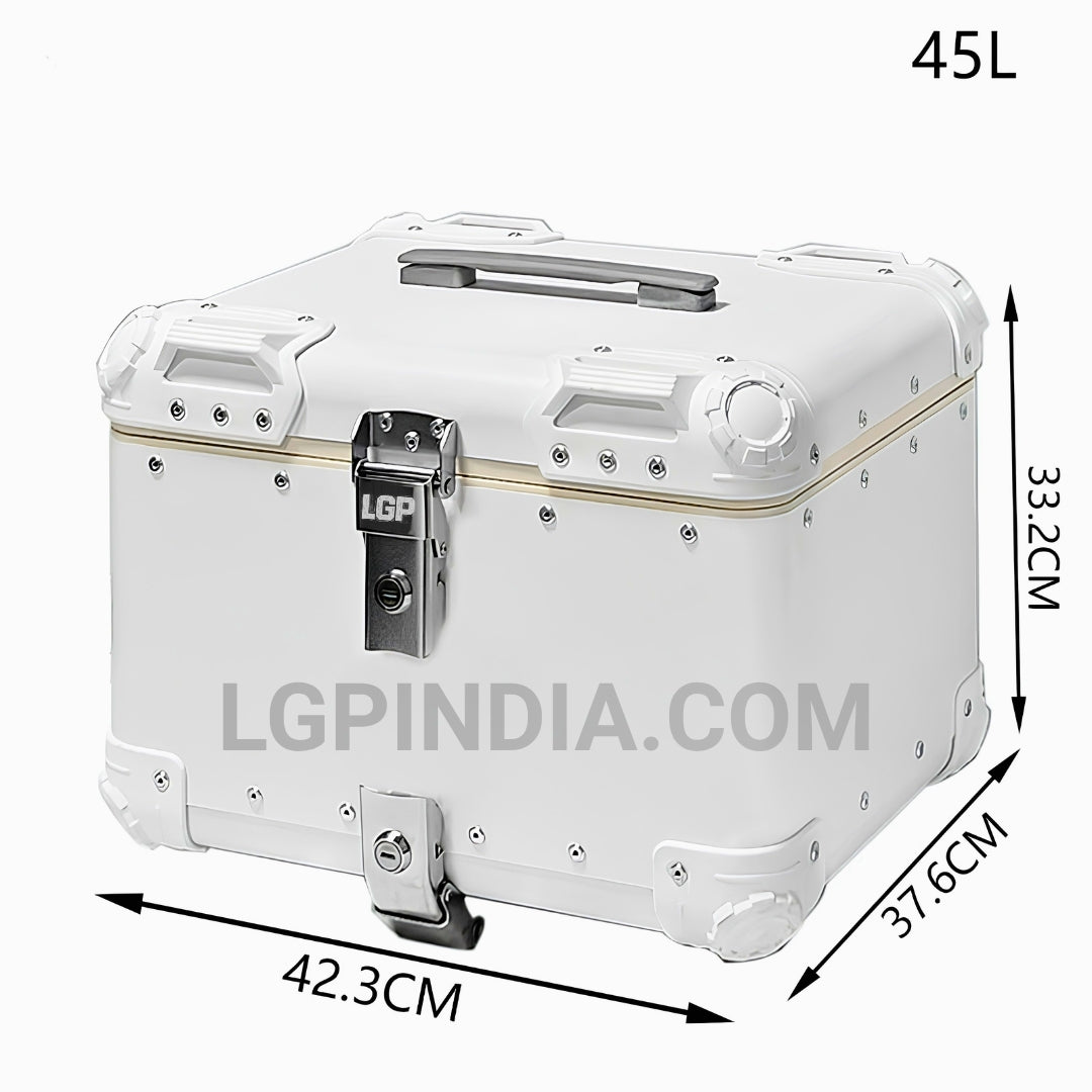 LGP 45L white aluminum motorcycle top box with backrest

