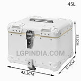 LGP 45L white aluminum motorcycle top box with backrest

