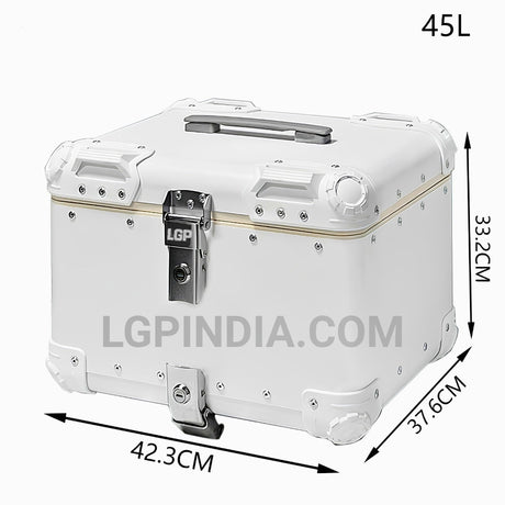 LGP 45L white aluminum motorcycle top box with backrest

