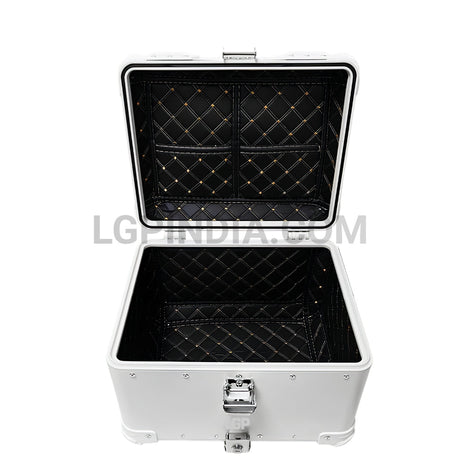 LGP 45L white aluminum motorcycle top box with backrest

