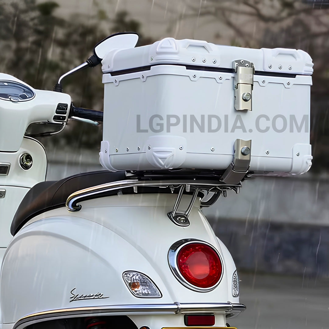 LGP 45L white aluminum motorcycle top box with backrest


