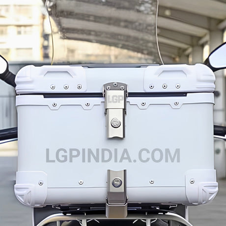 LGP 45L white aluminum motorcycle top box with backrest

