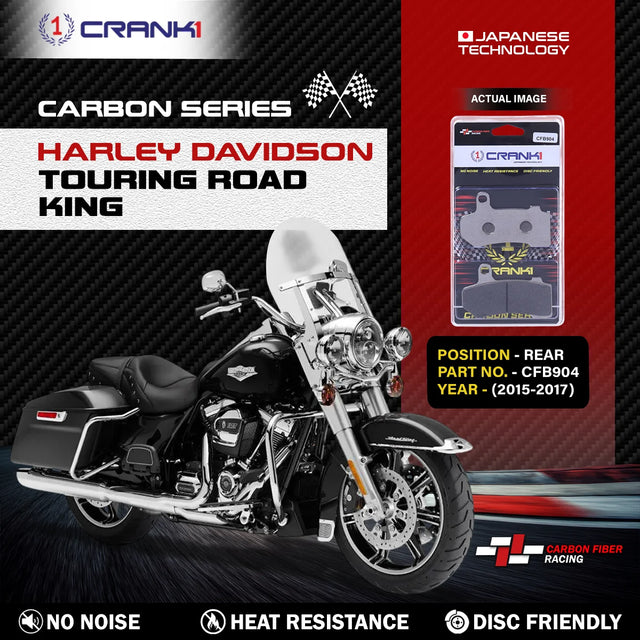 CRANK1 Carbon Brake Pads CFB904 for Harley-Davidson Touring Road King Rear