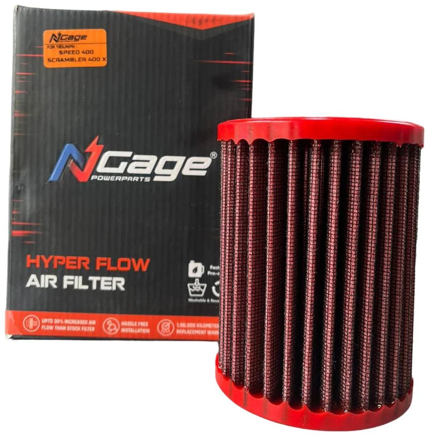 Ngage Hyper Flow Air Filter NGAGE-019TRI400 for Triumph Speed 400 Scrambler 400 X washable performance filter