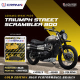 CRANK1 Ceramic Rear Brake Pads CRM043/2 for Triumph Street Scrambler 900, Street Twin, Bonneville T100 and Bonneville T120 HH Rated Motorcycle Brake Pads
