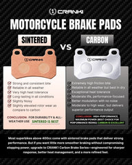 CRANK1 Carbon Rear Brake Pads CFB412 for Triumph Tiger Explorer 1200 2012-2015 Bonneville Speed Triple Street Twin Thruxton