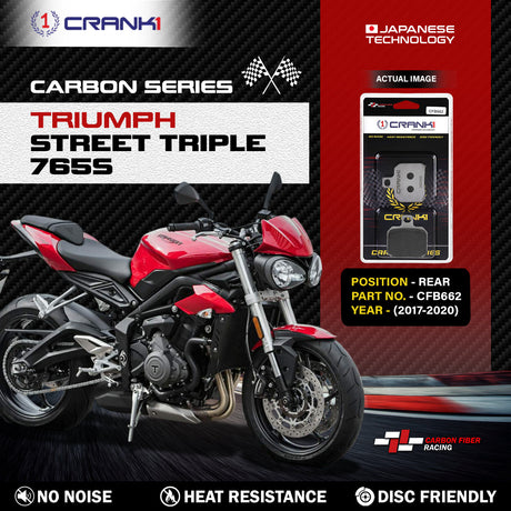 CRANK1 Carbon Rear Brake Pads CFB662 for Triumph Street Triple 765S 2017-2020