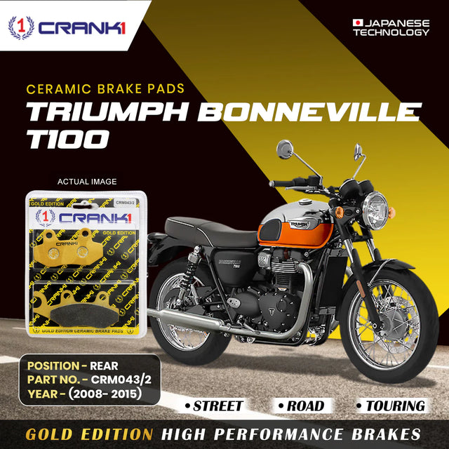 CRANK1 CRM043/2 ceramic rear brake pads for Triumph Bonneville T100 2008-2015