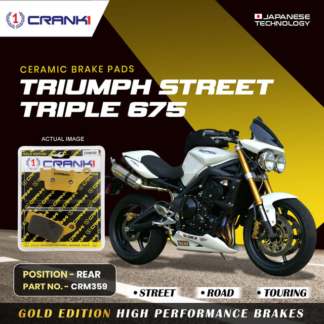 CRANK1 CRM359 Ceramic Rear Brake Pads for Triumph Street Triple 675 HH Rated Motorcycle Brake Pad Set