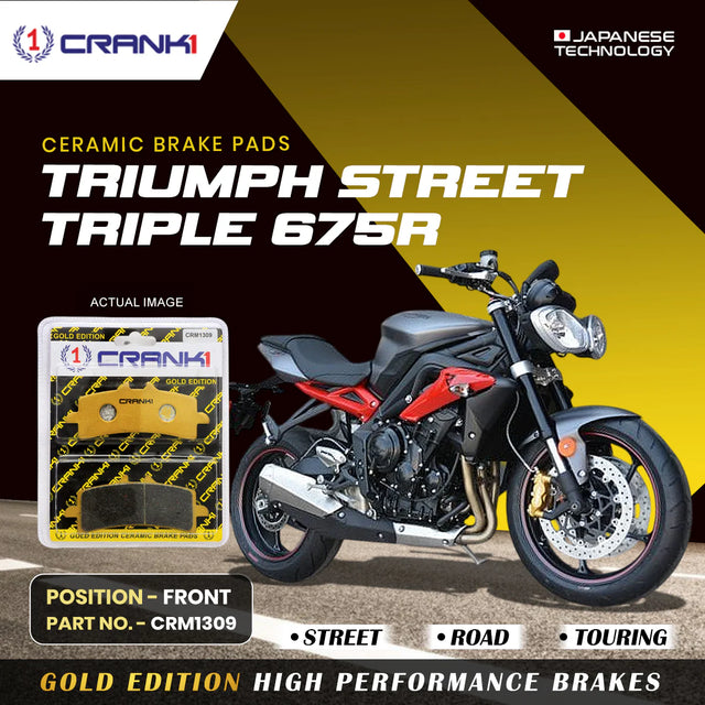 CRANK1 Ceramic Front Brake Pads CRM1309 for Triumph Street Triple 675 R HH Rated Motorcycle Brake Pads