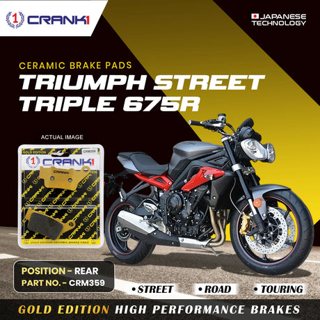 CRANK1 CRM359 Ceramic Rear Brake Pads for Triumph Street Triple 675 R HH Rated Motorcycle Brake Pads