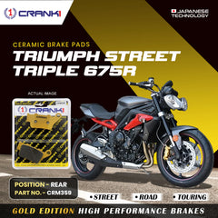 CRANK1 CRM359 Ceramic Rear Brake Pads for Triumph Street Triple 675 R HH Rated Motorcycle Brake Pads