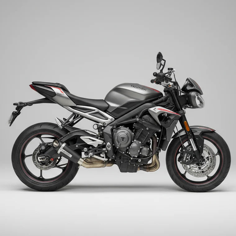 Outlaw 2.0 stainless steel slip-on exhaust with link pipe for Triumph Street Triple 765 2014-2022