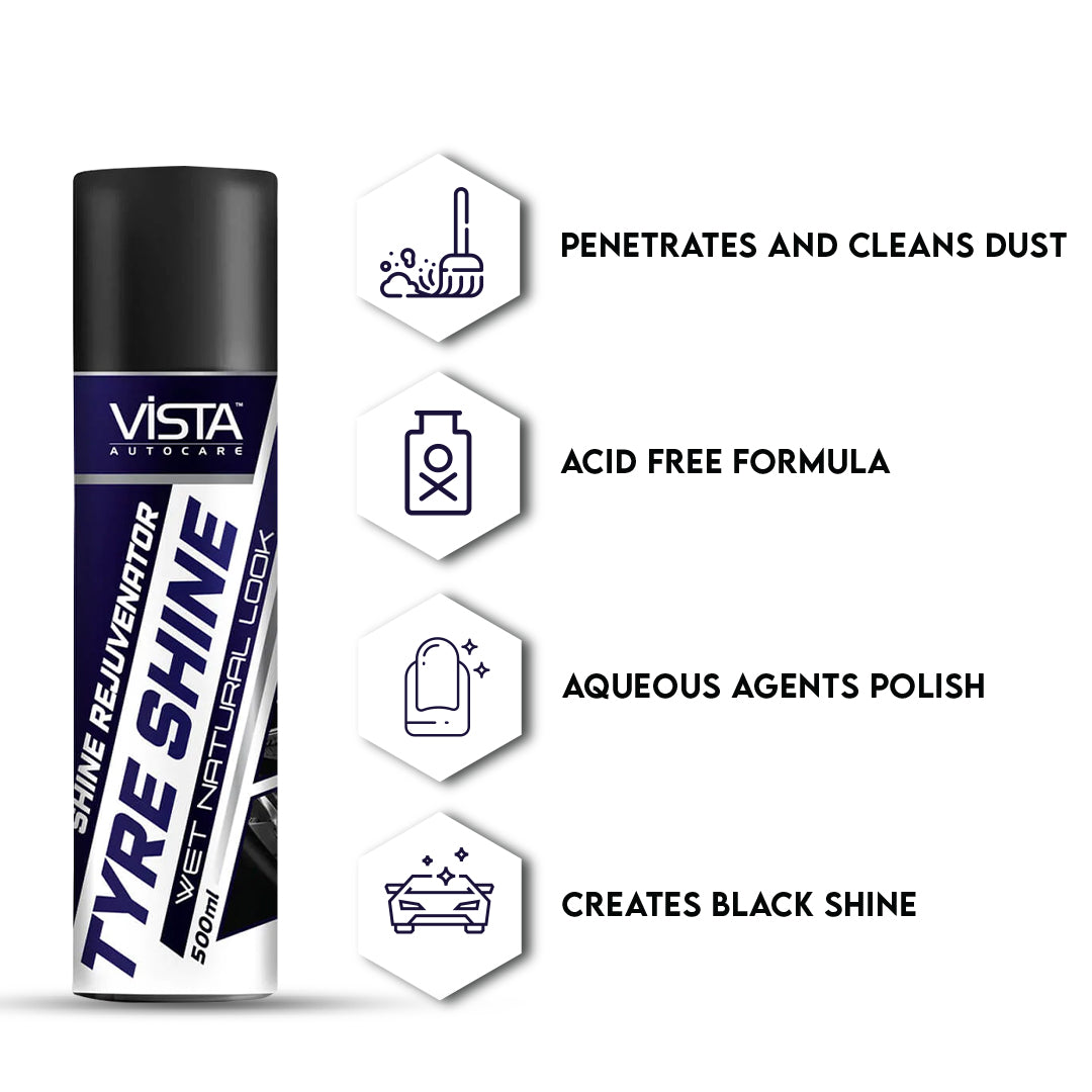 Vista Auto Care Tyre Shine Spray 500ml car and bike tyre polish

