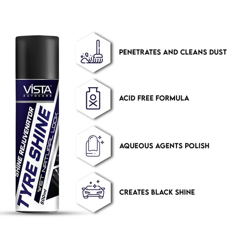 Vista Auto Care Tyre Shine Spray 500ml car and bike tyre polish

