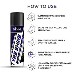 Vista Auto Care Tyre Shine Spray 500ml car and bike tyre polish

