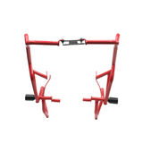 MotoCare red upper lower crash guard for TVS Apache RTX 300 engine and frame protection installed on motorcycle