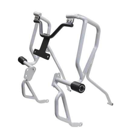 MotoCare silver upper lower crash guard installed on Hero XPulse 210 protecting engine and frame