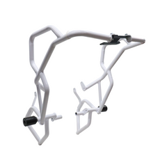 MotoCare white upper lower crash guard for TVS Apache RTX 300 engine frame protection motorcycle accessory
