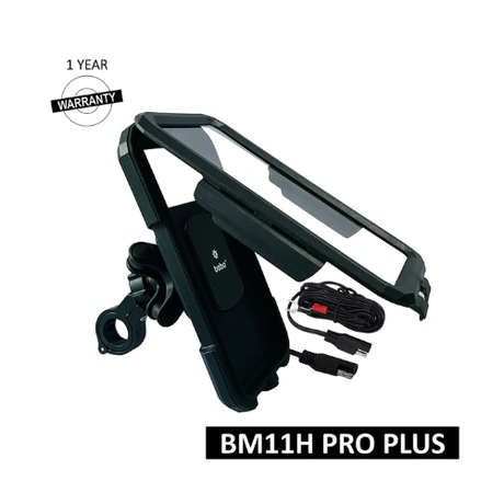 BOBO BM11 PRO PLUS waterproof bike phone holder with wireless charging on motorcycle handlebar