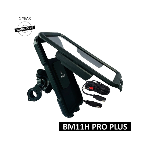 BOBO BM11 PRO PLUS waterproof bike phone holder with wireless charging on motorcycle handlebar