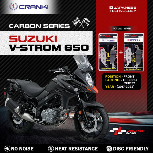 CRANK1 Carbon Front Brake Pads CFB922 CFB132 for Suzuki V-Strom 650 2017-2022 High Performance Motorcycle Brake Pads