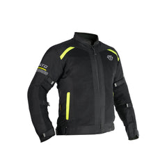 Moto Torque VENTO riding jacket cyber neon green front view with CE Level 2 armor