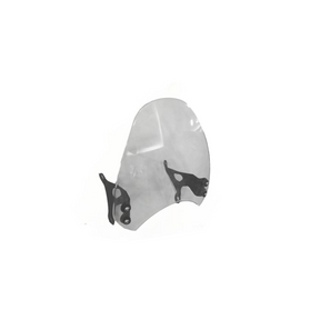 MotoCare windshield visor installed on Triumph Scrambler 400X showing aerodynamic wind deflector and touring upgrade front view