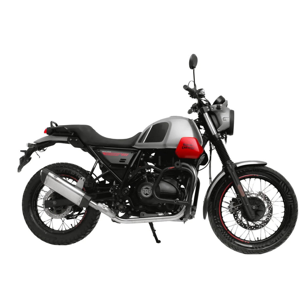 Red Rooster Vertex Matte Exhaust for Royal Enfield Himalayan and Scram 411 adventure bike exhaust upgrade
