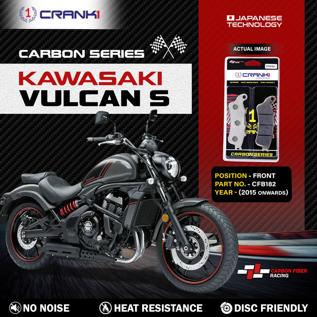 CRANK1 Carbon Brake Pads CFB182 for Kawasaki Vulcan S Front