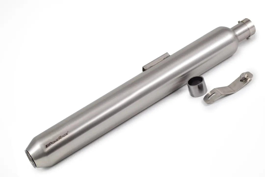 Powerage Brushed Steel Long Slip-On Exhaust for Royal Enfield 350 500 Stainless Steel Performance Exhaust