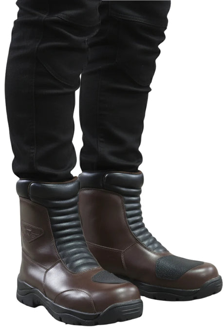 Lone Ranger Wanderer Brown Leather Long Adventure Touring Motorcycle Riding Boots