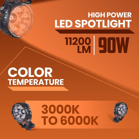LGP DK660 90W 11200LM LED spotlight pair for motorcycle

