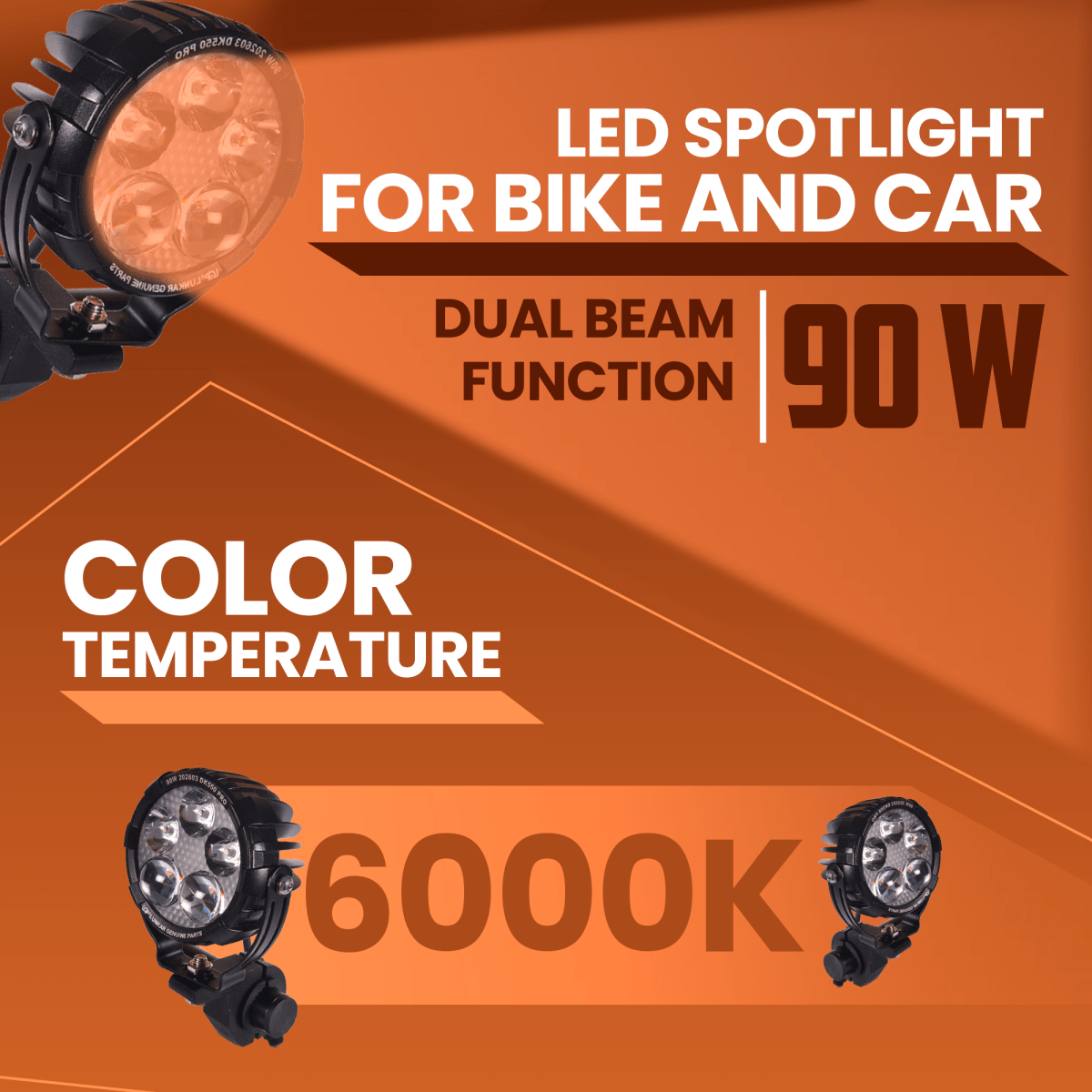 LGP DK-550 Pro 90W LED spotlight pair for bike and car

