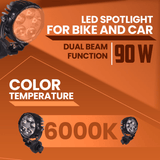 LGP DK-550 Pro 90W LED spotlight pair for bike and car

