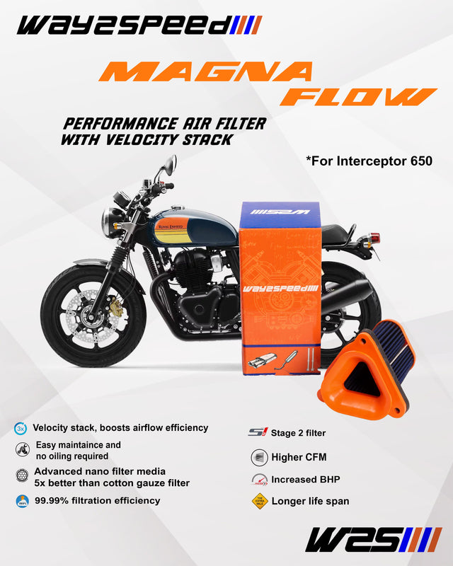 Way2Speed Magna Flow 73 CFM air filter for Royal Enfield Interceptor 650 and Continental GT 650

