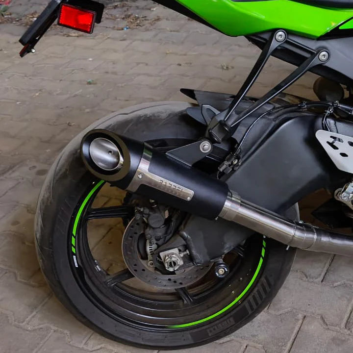 Barrel Outlaw 2.0 stainless steel slip-on exhaust with mid pipe for Kawasaki ZX6R 2025 sportbike