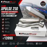 PowerRage Performance Slip-On Exhaust for Hero XPulse 210 with brushed stainless steel finish lightweight motorcycle exhaust