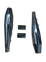 MK Racing brushed stainless steel slip-on exhaust muffler pair for Royal Enfield Continental GT 650