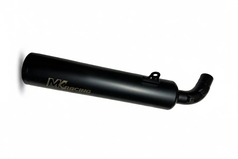 MK Racing matte black long can exhaust silencer for Harley-Davidson X440 and Hero Mavrick 400