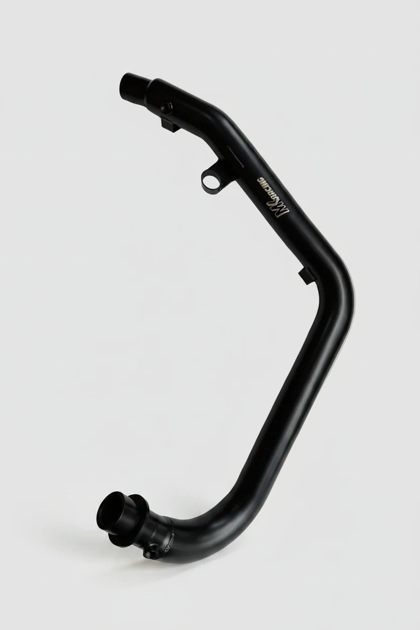 MK Racing matte black steel bend header pipe for Royal Enfield Hunter 350