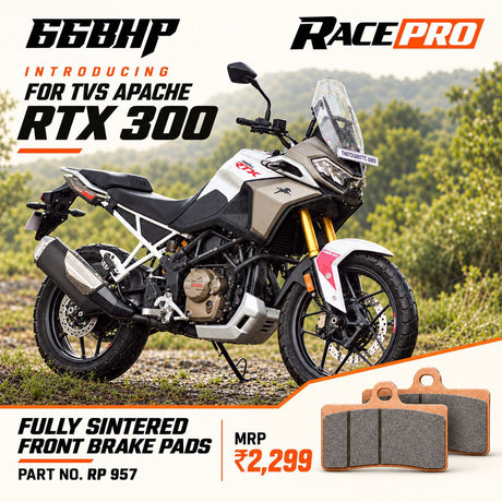 66BHP Race Pro RP 957 Fully Sintered Front Brake Pads for TVS Apache RTX 300