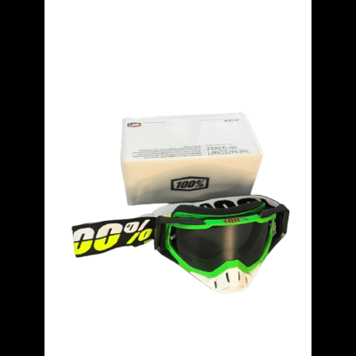 100% The Motocross & Mountain Biking  MX Goggle – Green white black (tinted) - 1 YEAR WARRANTY