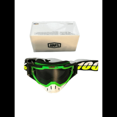 100% The Motocross & Mountain Biking  MX Goggle – Green white black (tinted) - 1 YEAR WARRANTY